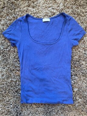 Frankee & Skylarr Blue Ribbed Top Sz M